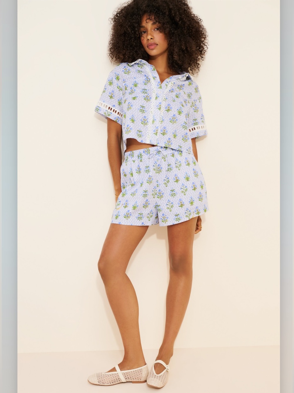 Hill House Audrey Shorts in Blue Block Print - Picture 4 of 13
